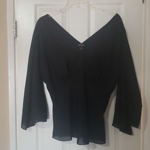 Plunge Neck Line, Black Blouse, 18/20 Lane Bryant